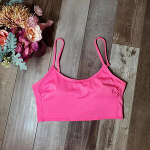 Wild Fable Hot Pink Padded Ribbed Swimsuit Bikini Top Size Small (4-6)